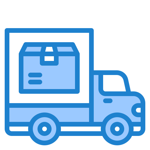 Delivery truck srip Blue icon
