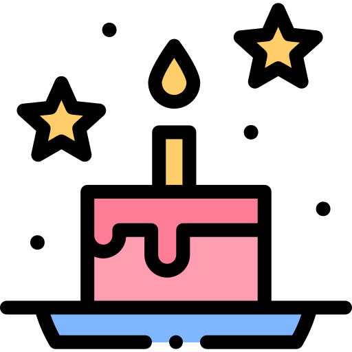 Торт на день рождения Detailed Rounded Lineal color иконка