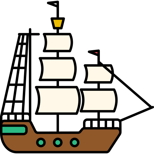 Пиратский корабль Generic Thin Outline Color иконка