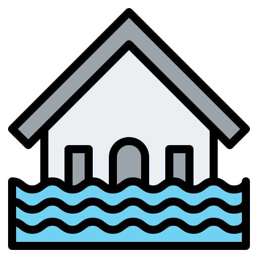 Überflutetes haus Iconixar Lineal Color icon