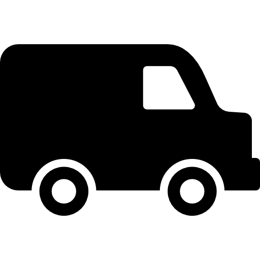Черный вид сбоку небольшой грузовик доставки  иконка