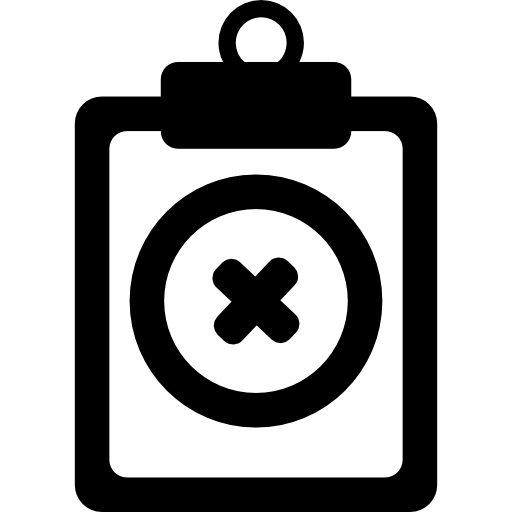 Negative sign on medical clipboard  icon