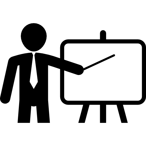 profesor apuntando un tablero con un palo  icono