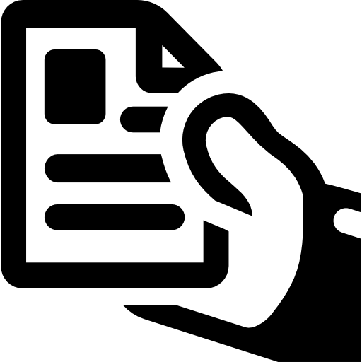 mano che mostra una carta per documenti Basic Rounded Filled icona