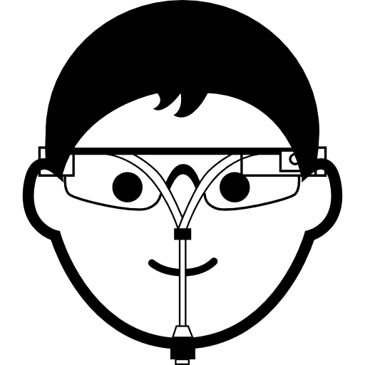 giovane con occhiali e google glass  icona