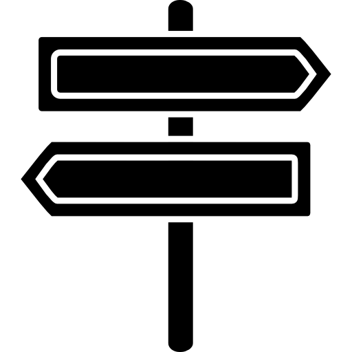 señales de flechas opuestas derecha e izquierda en un poste  icono