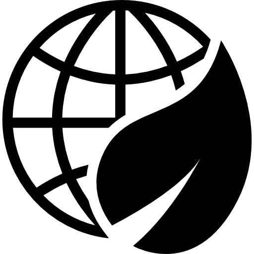 griglia planetaria con un simbolo ecologico internazionale a foglia  icona