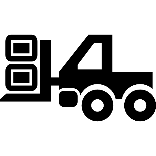 vrachtwagen die pakketten vervoert op frontaal blad  icoon