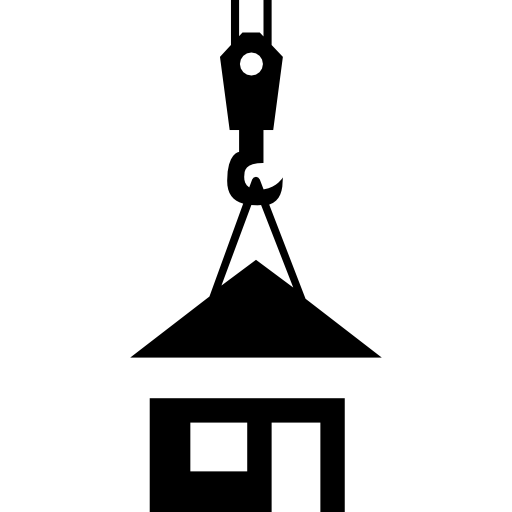 Roof holding of a crane on prefabricated house  icon