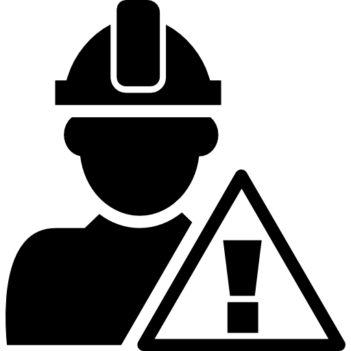 señal de atención y trabajador de la construcción.  icono