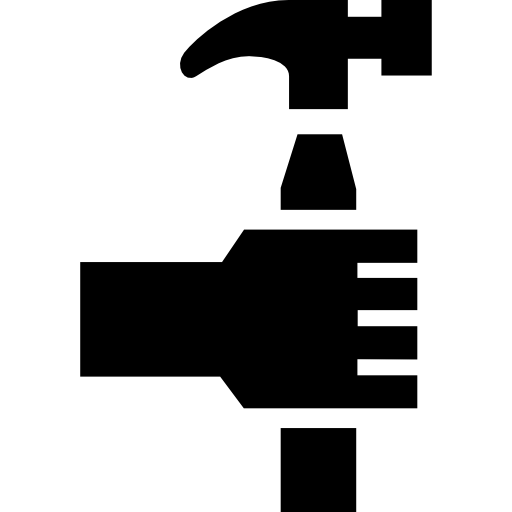 hand met een hamer  icoon