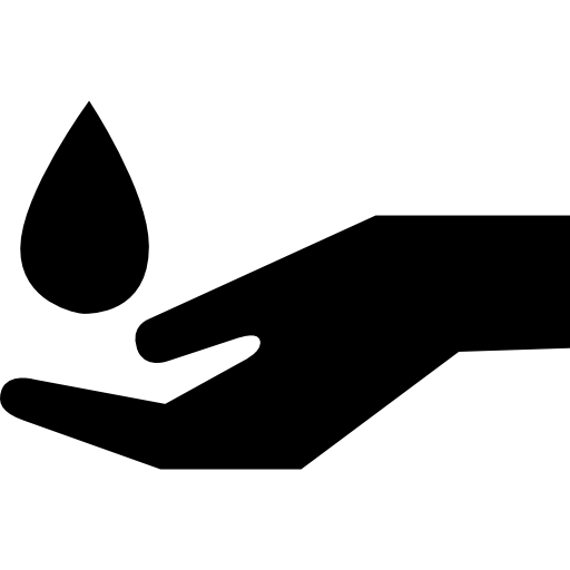 Water drop falling on a hand  icon