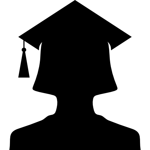 Female university graduate silhouette with cap  icon