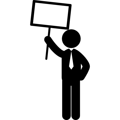 Man holding a signal of labor strike  icon