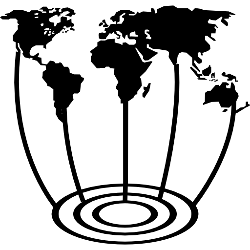 mapa mundial de objetivos internacionales para empresas  icono