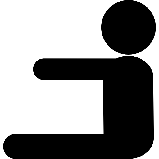 Man silhouette from side view practicing exercise posture sitting with extended legs and arms to front  icon