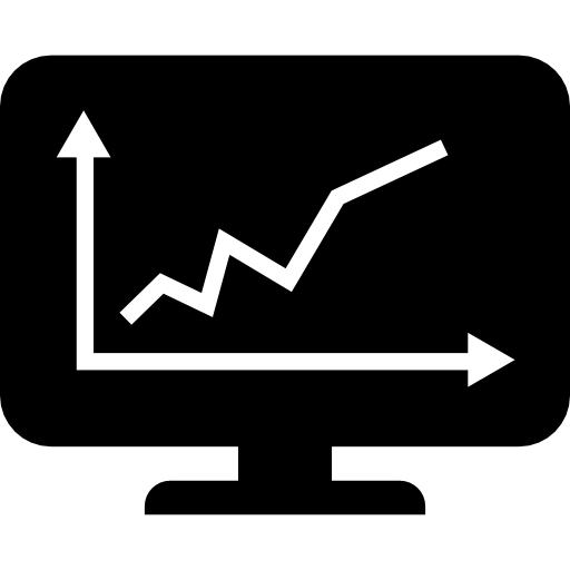 Line graphic on monitor screen  icon