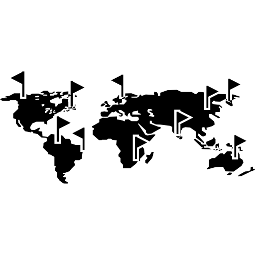 carte du monde avec des drapeaux  Icône