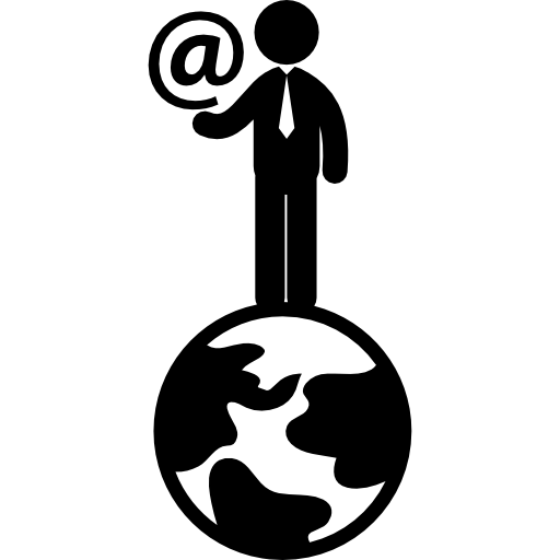 zakenman met internationaal communicatiemiddel  icoon