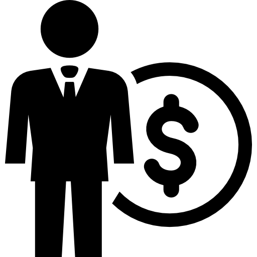 Бизнесмен и долларовая монета  иконка