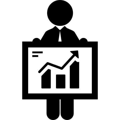 empresário mostrando gráfico de estatísticas  Ícone