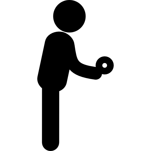 stojący sylwetka człowieka trzymającego dysk  ikona
