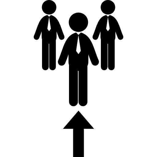 drie mannen en een pijl omhoog  icoon