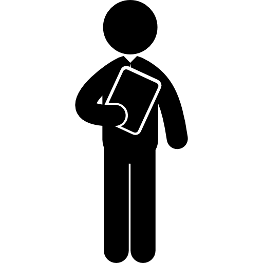 Standing man holding a book  icon