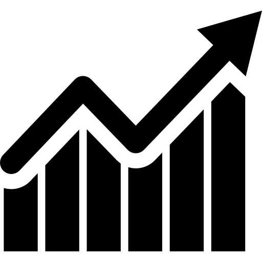 gráfico de barras con flecha ascendente  icono