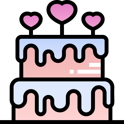 gâteau de mariage Pixelmeetup Lineal Color Icône