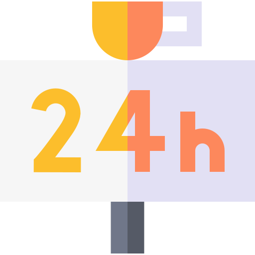 24 stunden geöffnet Basic Straight Flat icon