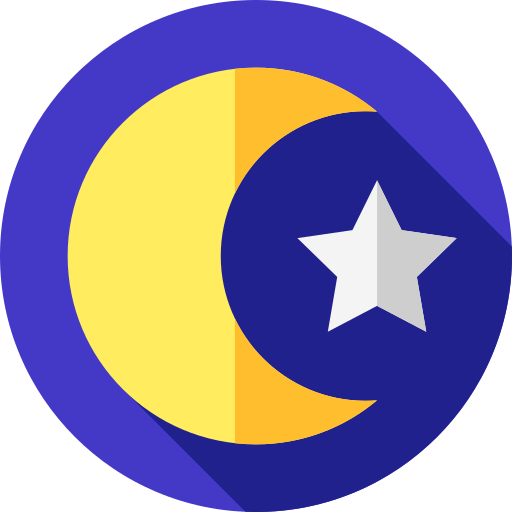 luna y estrellas Flat Circular Flat icono