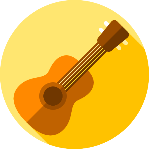 gitara Flat Circular Flat ikona