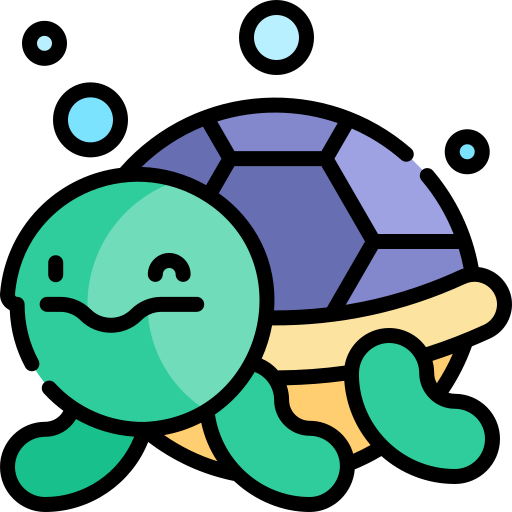 tartaruga di mare Kawaii Lineal color icona