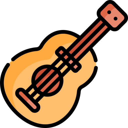 guitarra Kawaii Lineal color icono