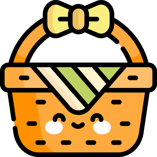 cesta de piquenique Kawaii Lineal color Ícone
