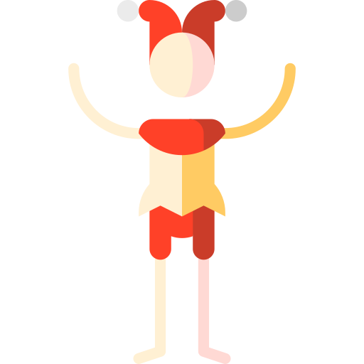 bufón Puppet Characters Flat icono
