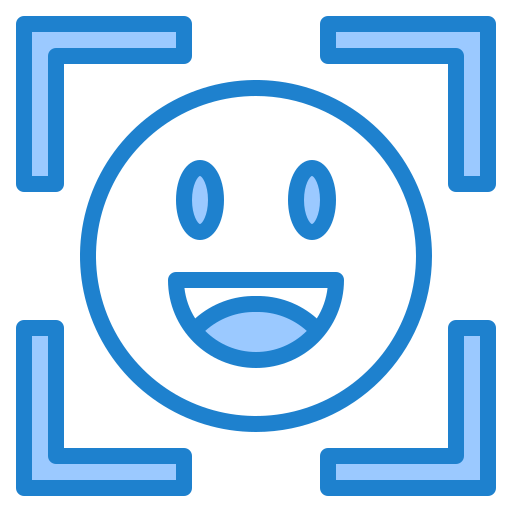 Face detection srip Blue icon