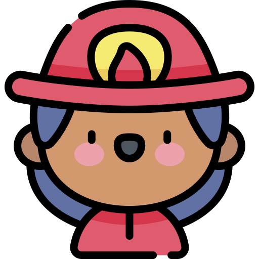 Пожарный Kawaii Lineal color иконка