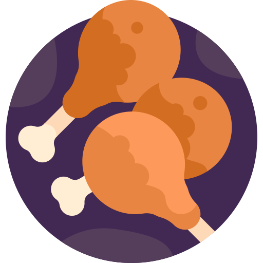 smażony kurczak Detailed Flat Circular Flat ikona