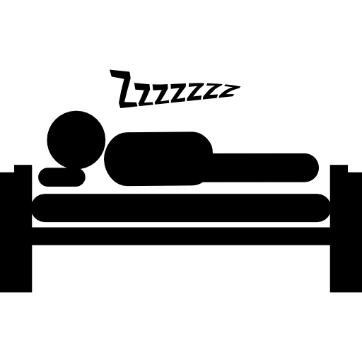 mężczyzna śpi na łóżku  ikona