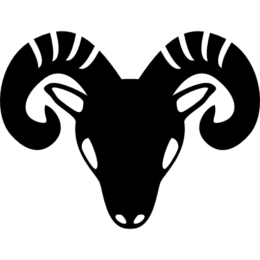 símbolo do zodíaco de Áries da cabeça de cabra frontal  Ícone