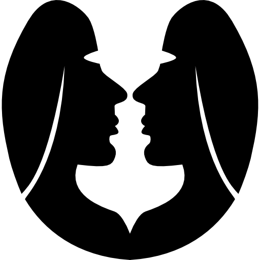 símbolo del zodiaco géminis de dos caras de gemelos  icono