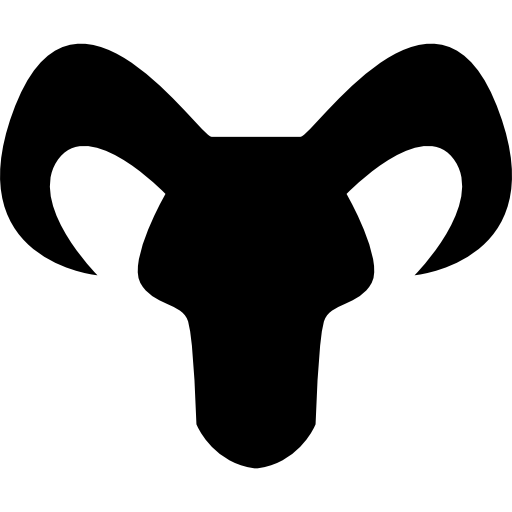 Capricorn astrological sign of head black silhouette with horns  icon