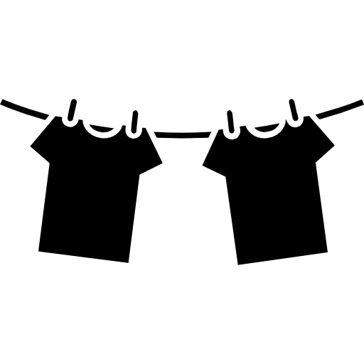 ropa tendida en una cuerda para secar  icono