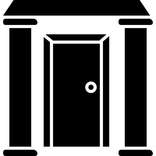 elegante puerta de entrada con columnas.  icono