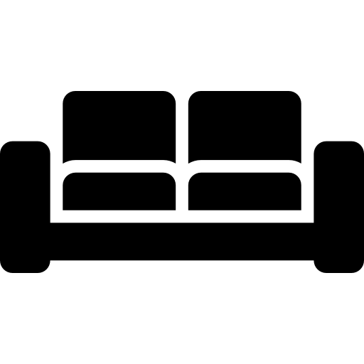 salón sofá doble negro  icono