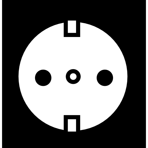 gniazdko elektryczne o okrągłym kształcie z dwoma otworami  ikona