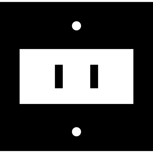 gniazdo elektryczne z dwoma otworami w linii prostej  ikona