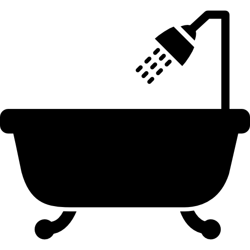 Bathtub with opened shower  icon